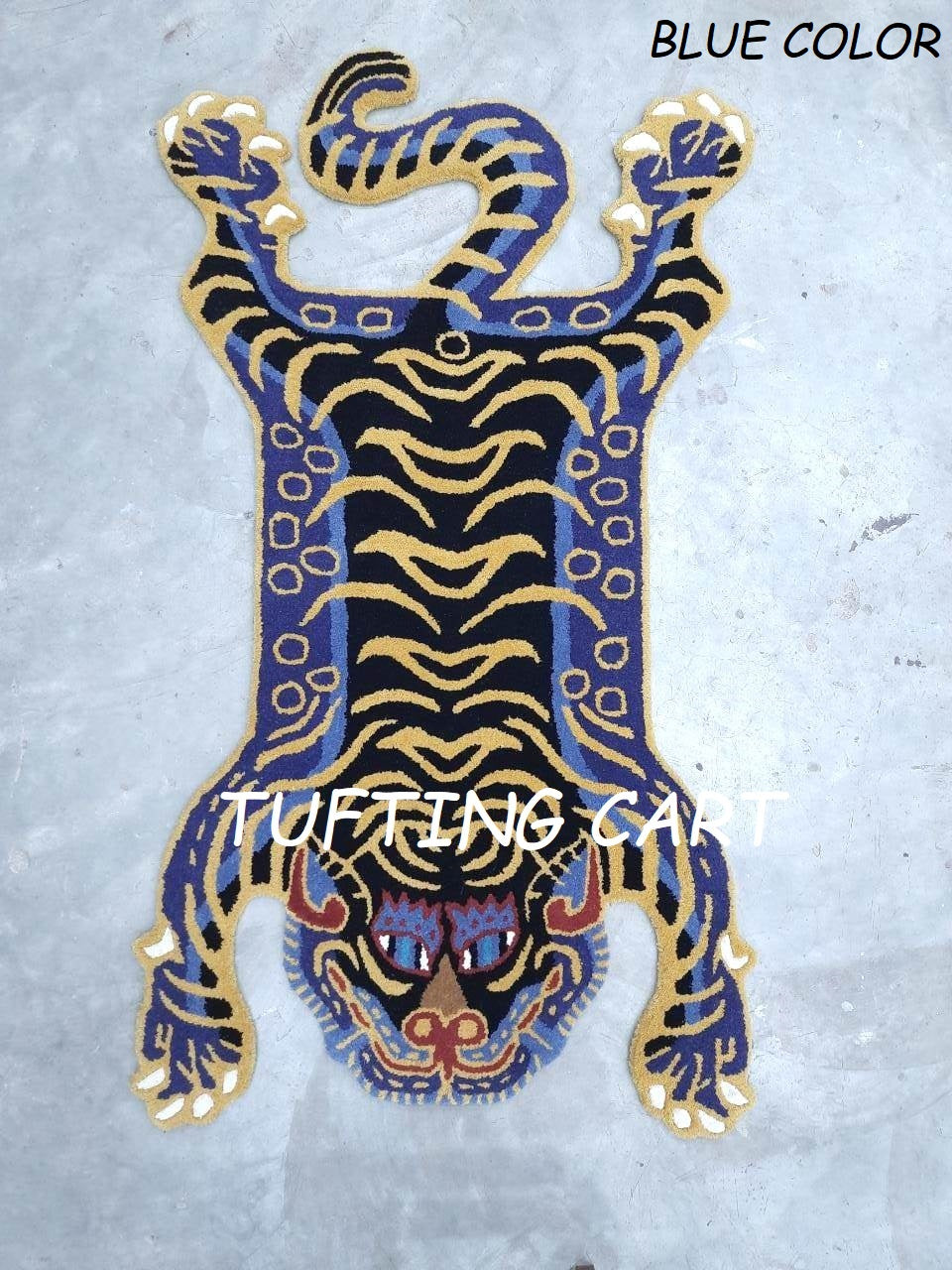 Tibetan Tiger Blue Sam Tufted Woolen Tibetan Rug - Blue Sam