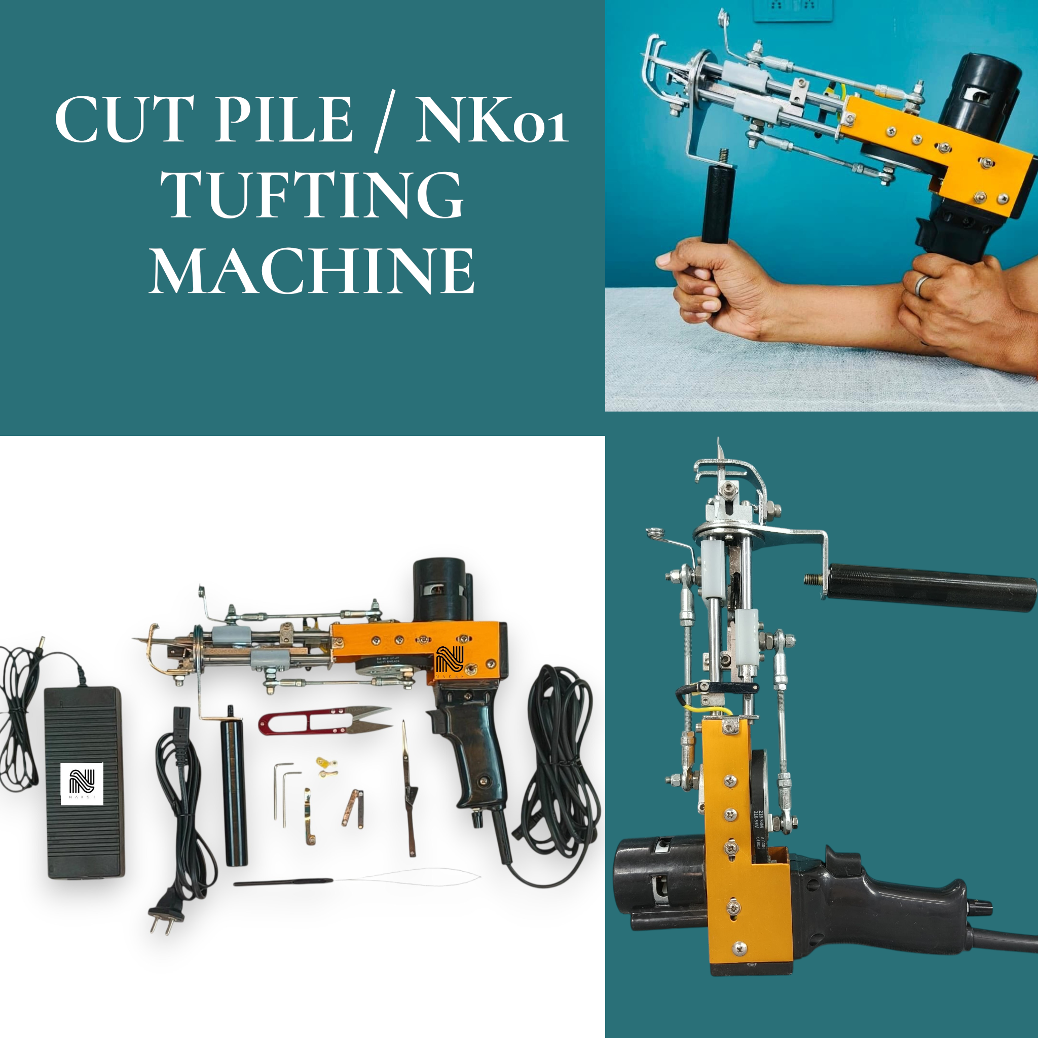 Professional Duo NK01 Tufting Machine | Electric Cut & Loop Pile Rug Tufting Gun by NAKSH CARPETS