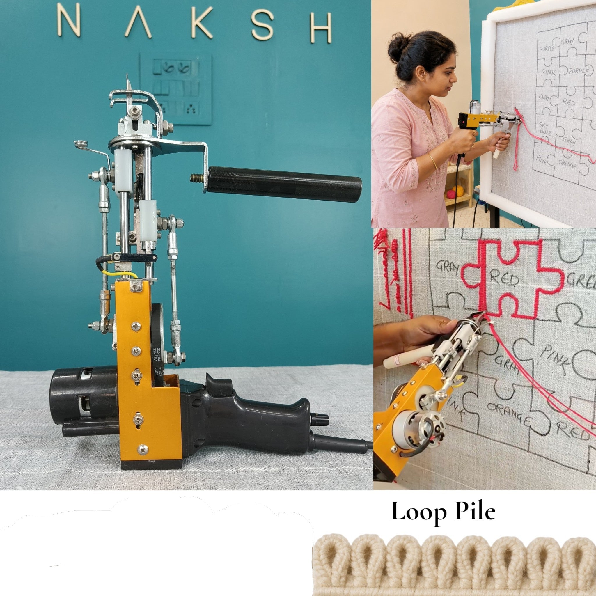 Micro Loop Pile Tufting Machine (2–4 mm) | Professional Electric Rug Tufting Gun for Fine Detail & Wall Art | NAKSH CARPETS