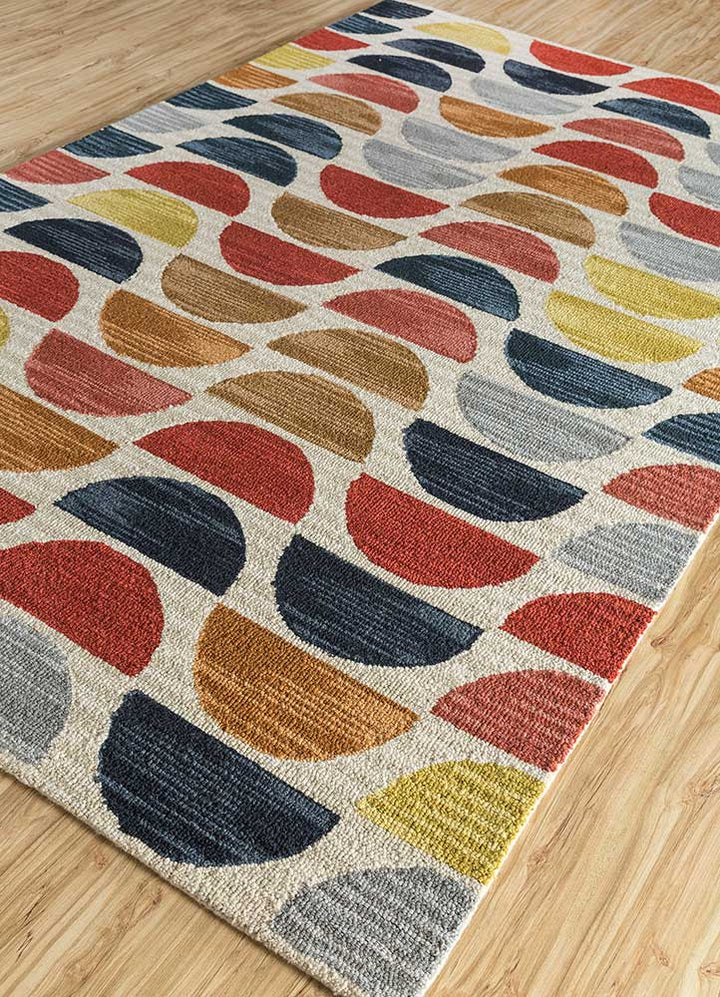 High Quality Geometric Rug | Hand Tufted Wool Cut Pile Carpet | Designer Style for Bedroom, Hall, Living Room & Modern Interiors