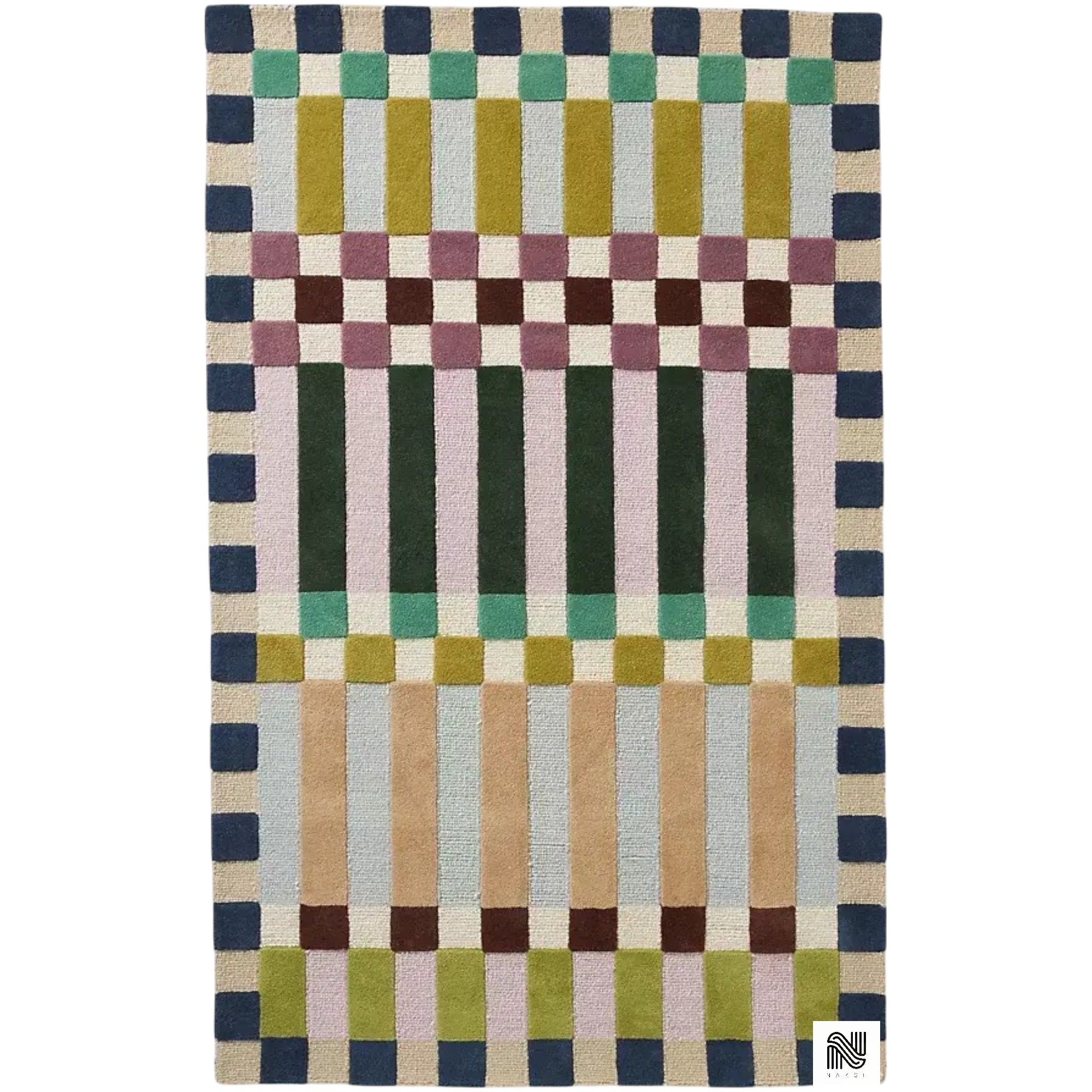 Modern Living Room Wool Rug | Hand Tufted Geometric Area Carpet | 100% NZ Wool | Handmade for Stylish & Cozy Home Interiors