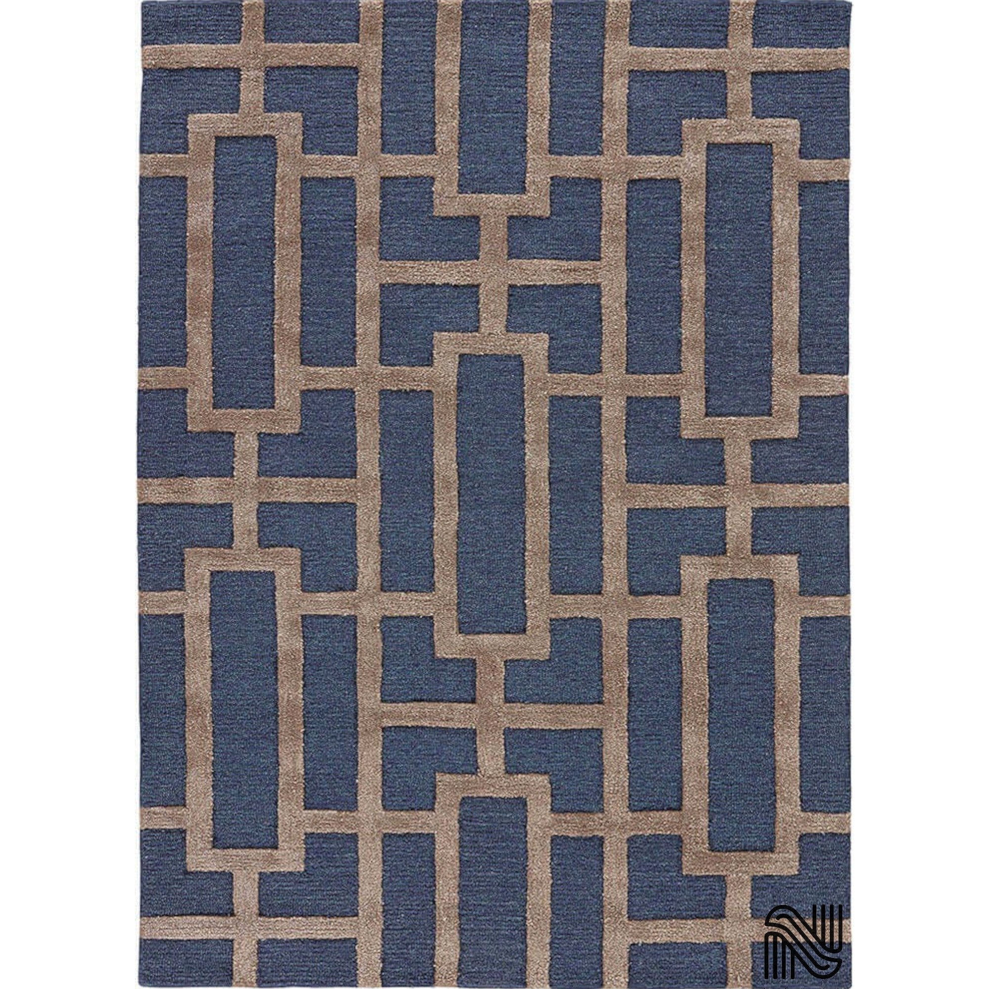 Geometric Cut Pile Wool Rug | Hand Tufted Modern Carpet | Designer Look for Bedroom Decor, Hallways, Living Room & Home Styling