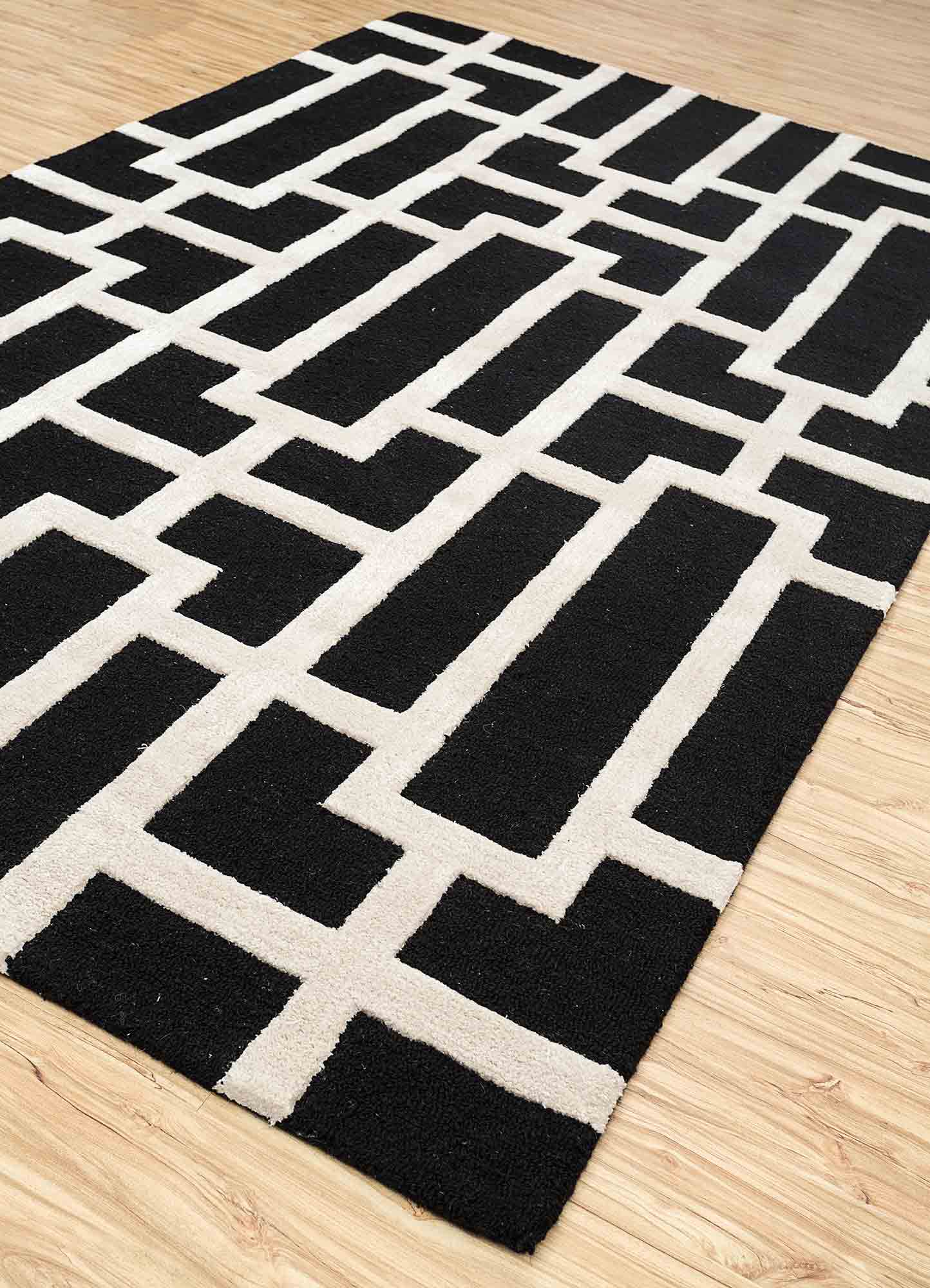 Geometric Cut Pile Wool Rug | Hand Tufted Modern Carpet | Designer Look for Bedroom Decor, Hallways, Living Room & Home Styling