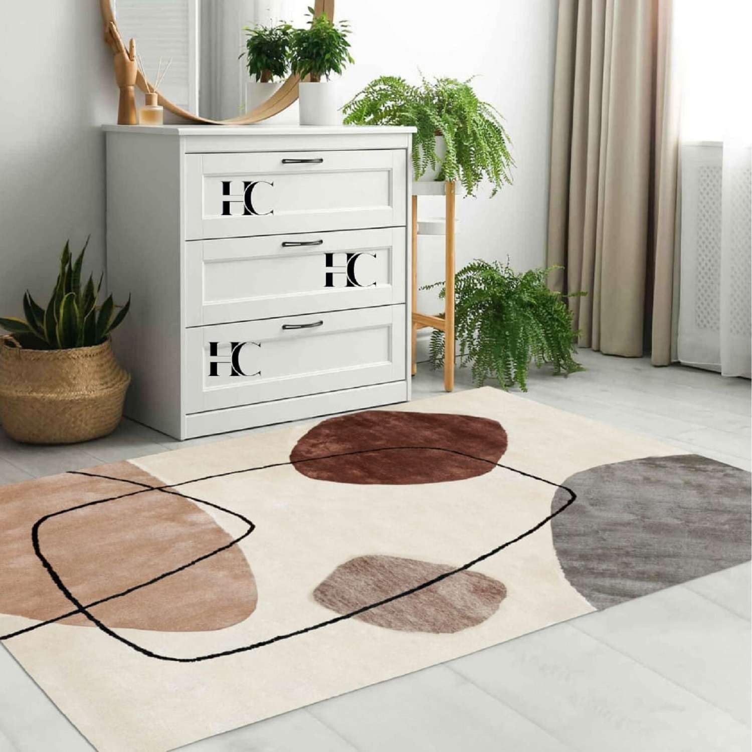 Modern Living Room Wool Rug | Hand Tufted Geometric Area Carpet | 100% NZ Wool | Handmade for Stylish & Cozy Home Interiors