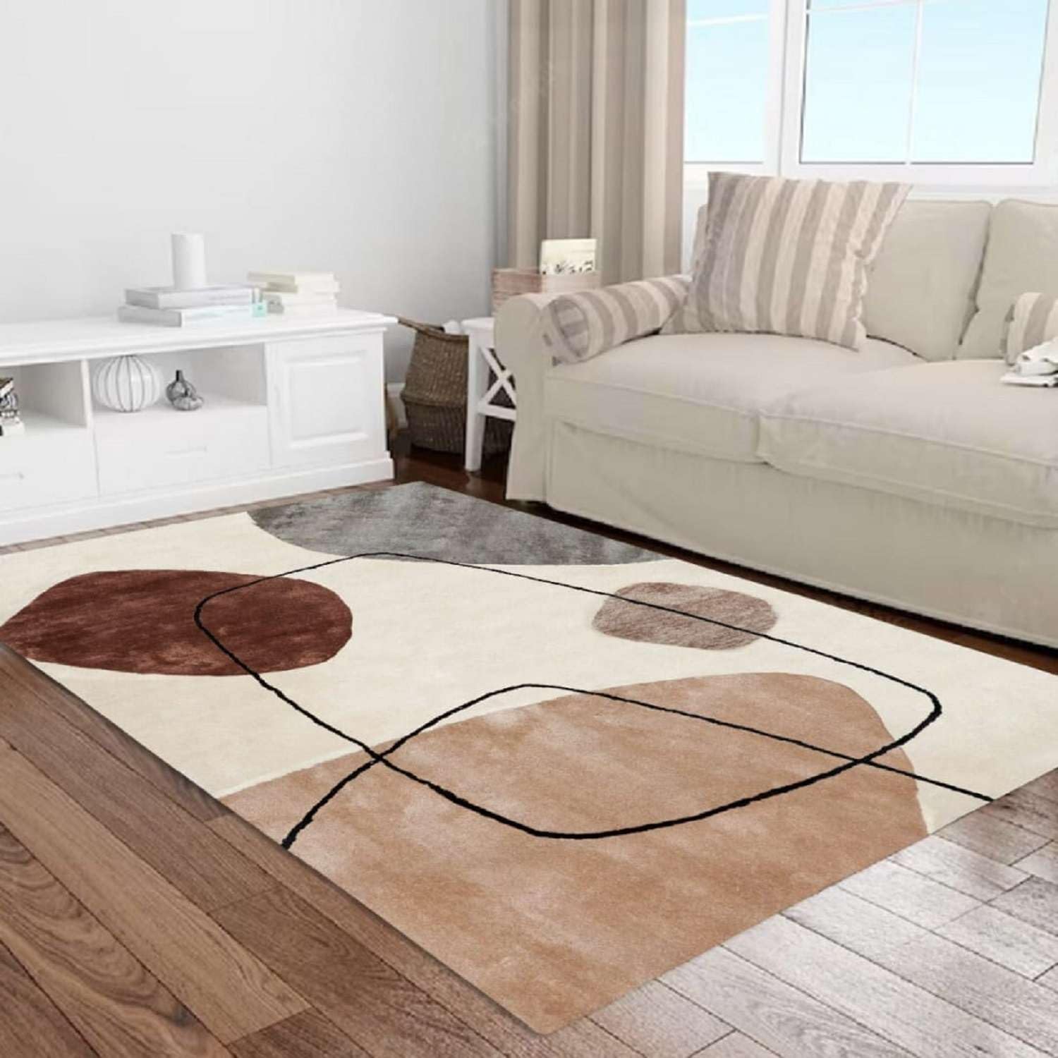 Modern Living Room Wool Rug | Hand Tufted Geometric Area Carpet | 100% NZ Wool | Handmade for Stylish & Cozy Home Interiors