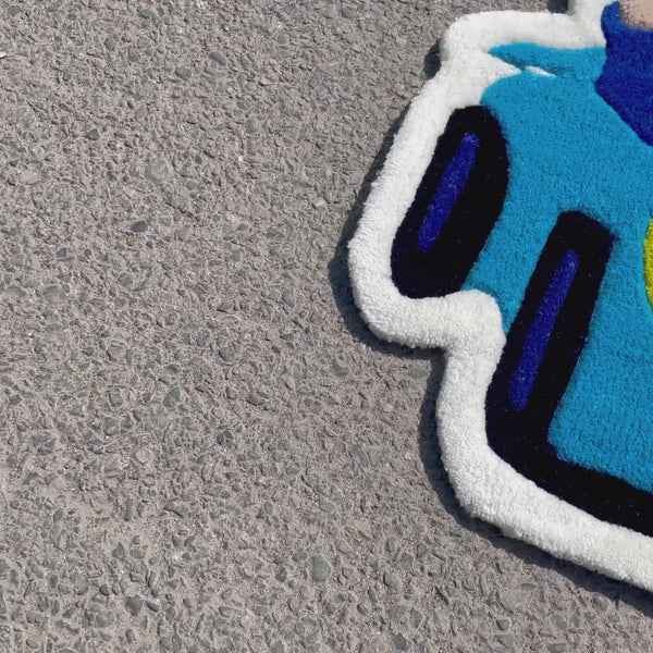 Beautiful Blue Car Customised Rug