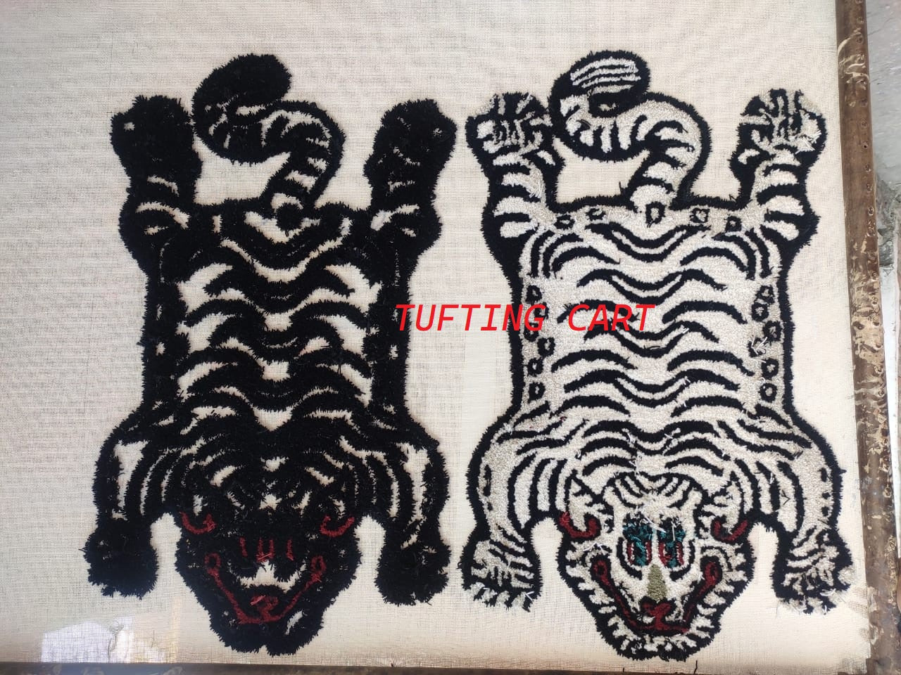 Tibetan Tiger Hand Tufted Woolen Rug - White Color