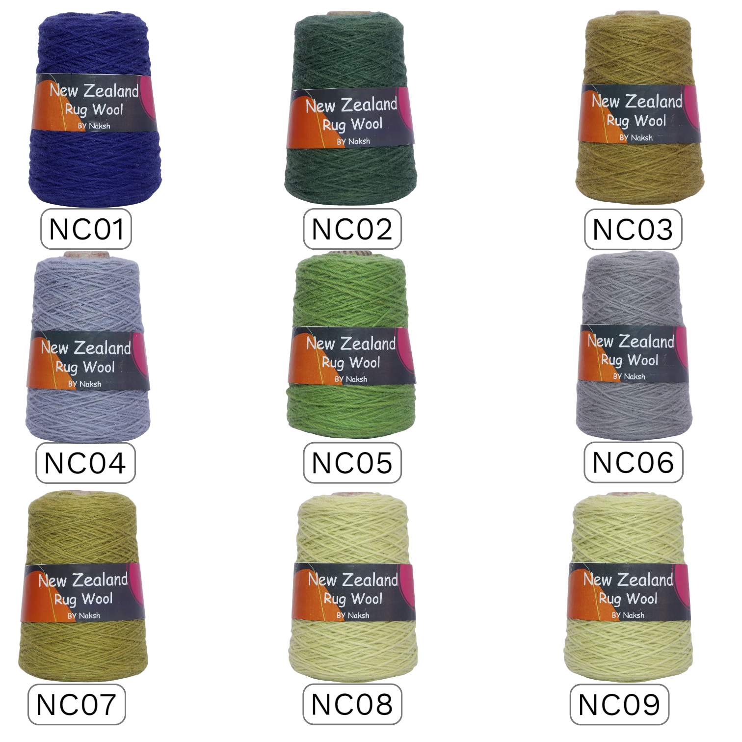 3 Ply New Zealand Wool Tufting Yarn for Rug Making | 1200/3 Tex Pure NZ Wool (01-09)
