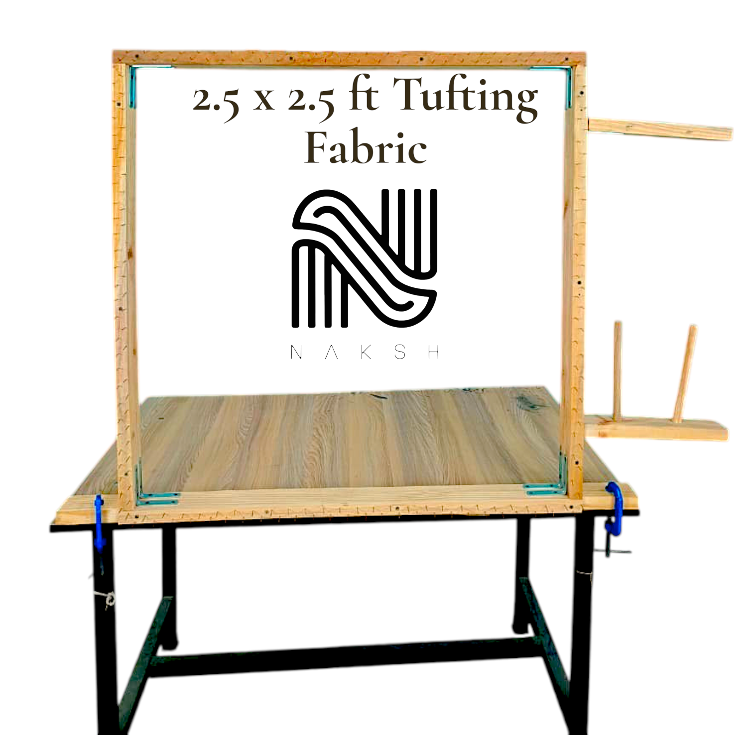 Professional 2.5ft x 2.5ft Tufting Frame | Compact Wooden Table-Mounted Rug & Carpet Tufting Frame By Naksh Carpets