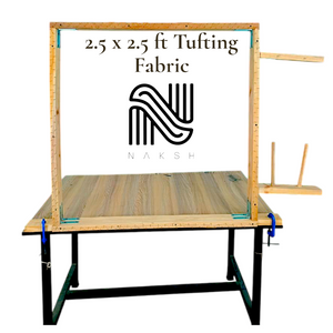 Professional 2.5ft x 2.5ft Tufting Frame | Compact Wooden Table-Mounted Rug & Carpet Tufting Frame By Naksh Carpets
