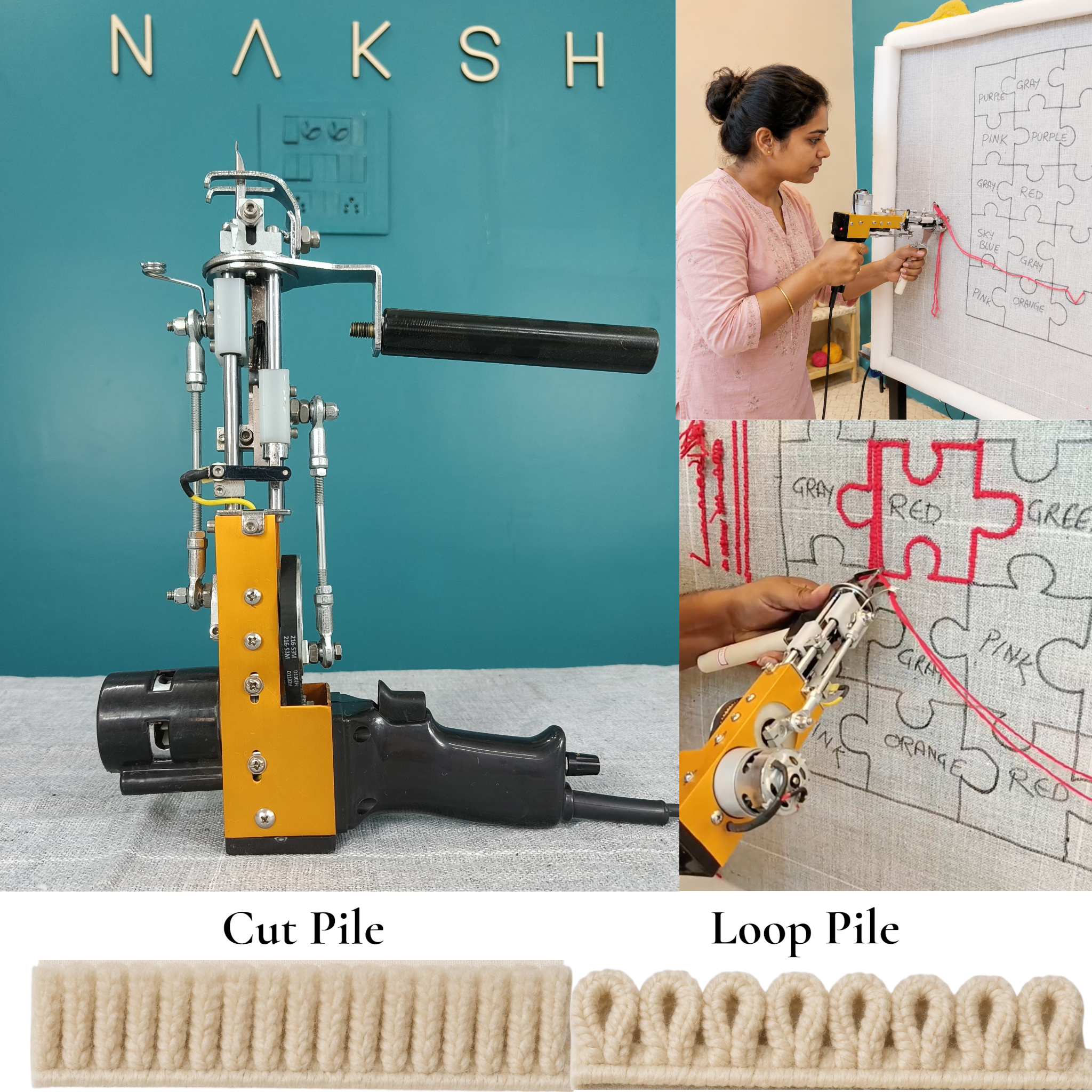 Professional Duo NK01 Tufting Machine | Electric Cut & Loop Pile Rug Tufting Gun by NAKSH CARPETS
