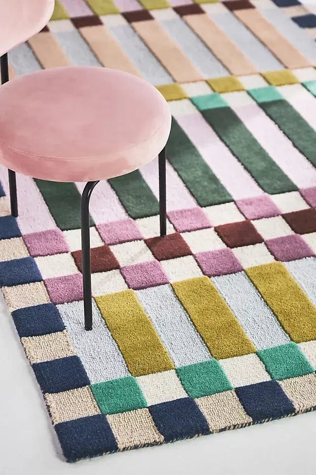 Modern Living Room Wool Rug | Hand Tufted Geometric Area Carpet | 100% NZ Wool | Handmade for Stylish & Cozy Home Interiors