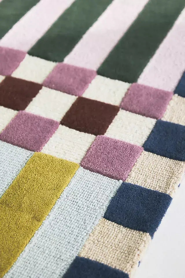 Modern Living Room Wool Rug | Hand Tufted Geometric Area Carpet | 100% NZ Wool | Handmade for Stylish & Cozy Home Interiors